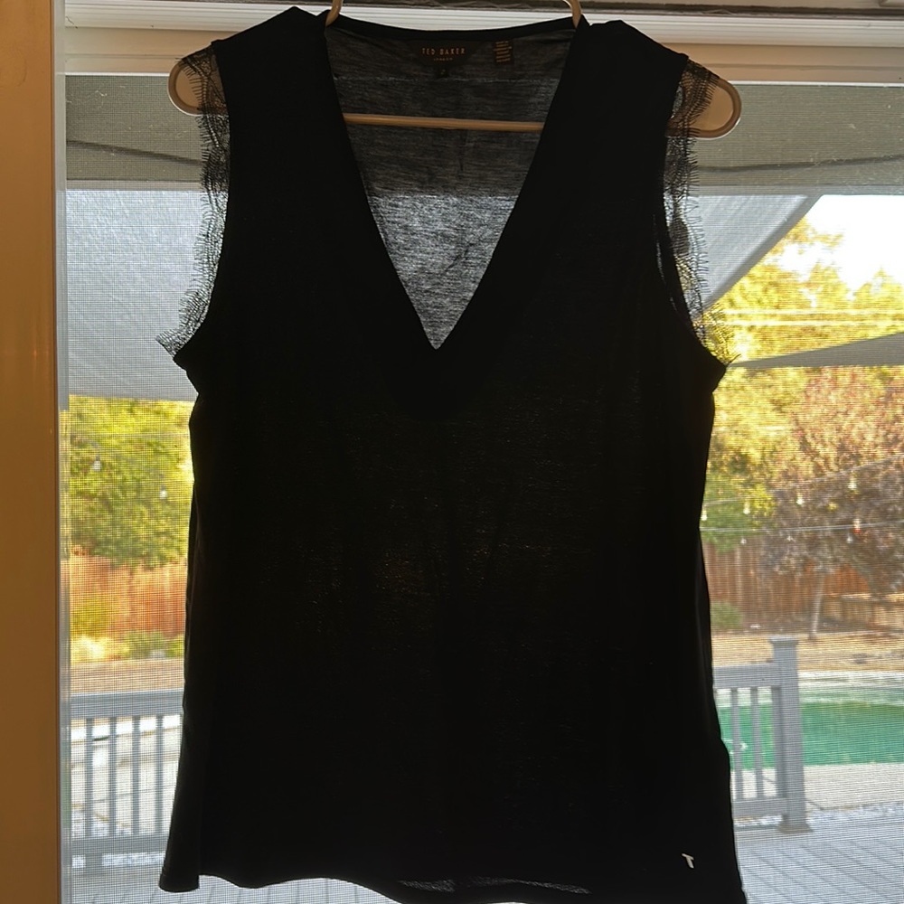 Ted Baker Tank Top With Lace - Black